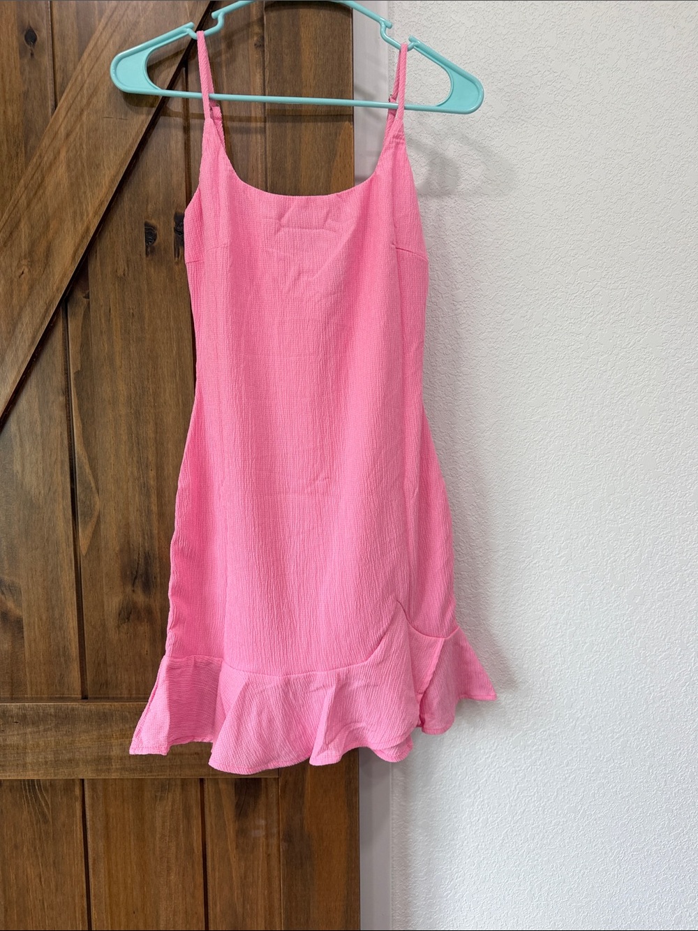Hello Molly Pink Ruffle-Hem Spaghetti Strap Dress new
